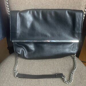 Zara black leather chain purse